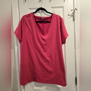 Casual Pink V-Neck Tee